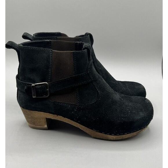 Sanita Peggy-Sue Jodhpur Clog Black Boots Wooden Heel Re-soled Heels Sz 39 US 8 - Picture 1 of 13